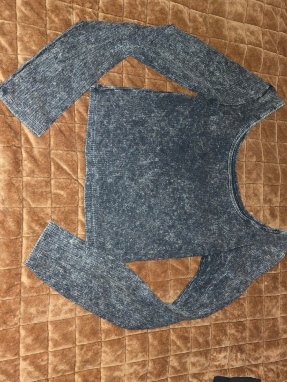 Wild Fable Black Acid Wash Long Sleeve Crop Top Size M Grunge Y2K